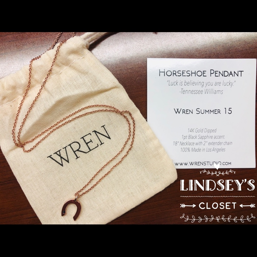 Wren 14K Gold & Black Sapphire Horseshoe Necklace